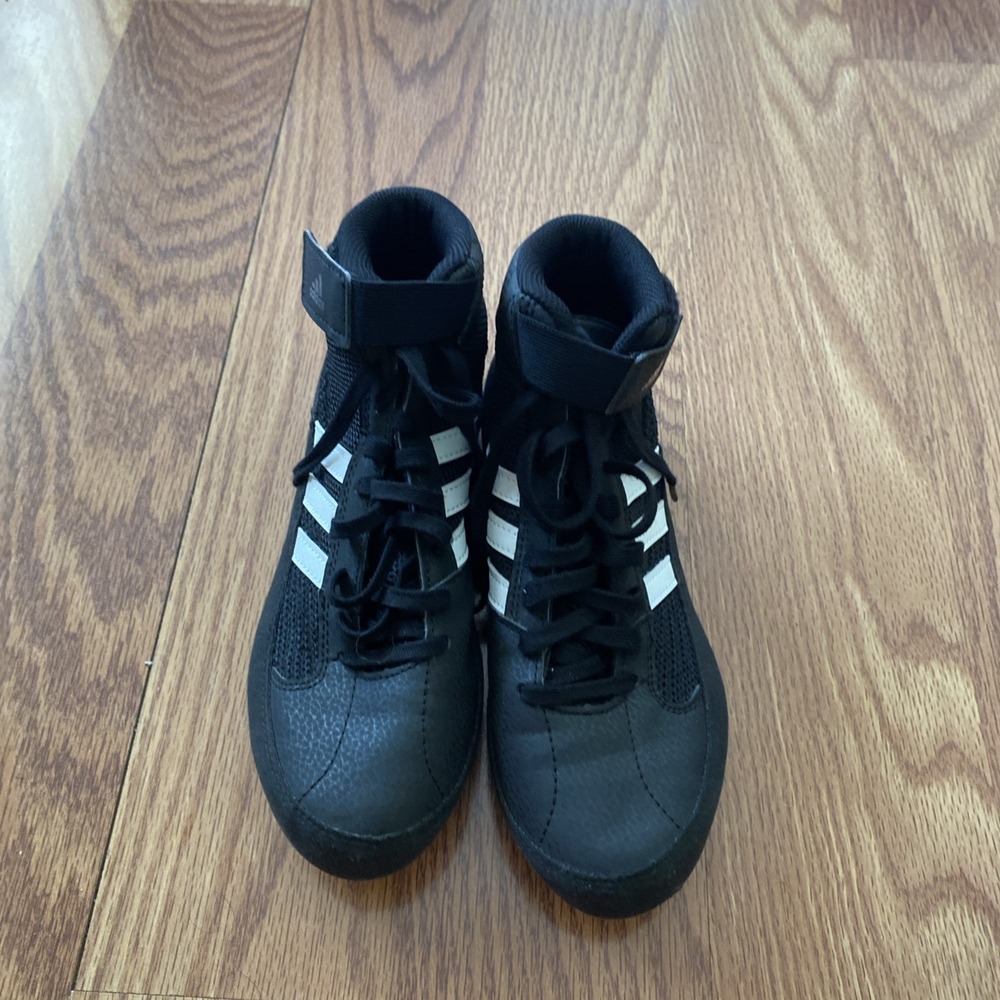 Adidas HVC Wrestling Shoes Men Size3 Black White Lace Up Lightweight Athletic